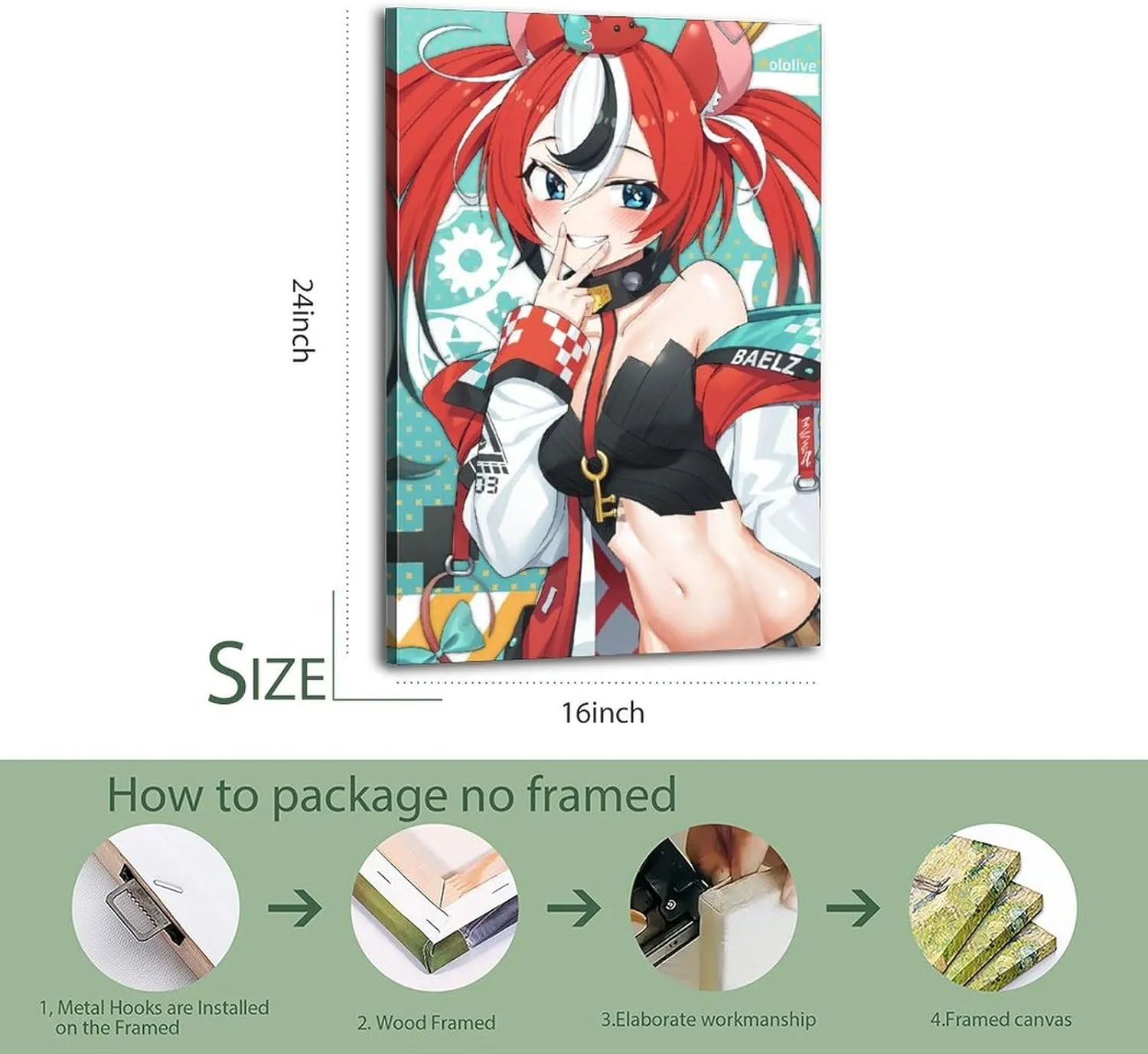 Hakos Baelz Poster Cover Posters for Bedroom Wall Art Canvas 20x30inch(50x75cm) Frame-hakos Baelz