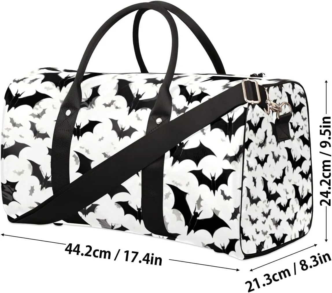 Halloween Theme Travel Duffle Bag for Women Men Gym Duffel Foldable Bag Waterproof Weekender Gothic Bat Duffle Tote