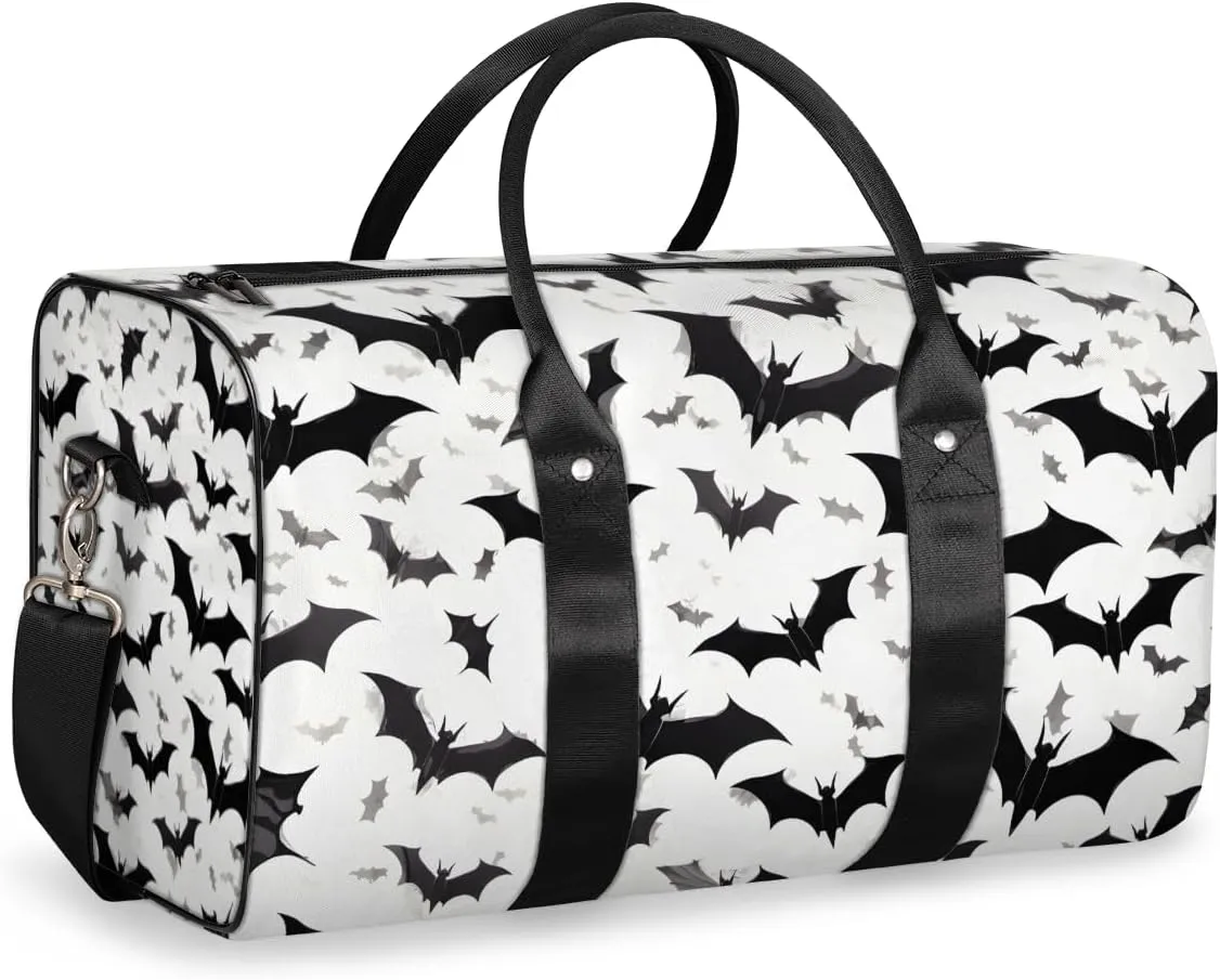 Halloween Theme Travel Duffle Bag for Women Men Gym Duffel Foldable Bag Waterproof Weekender Gothic Bat Duffle Tote
