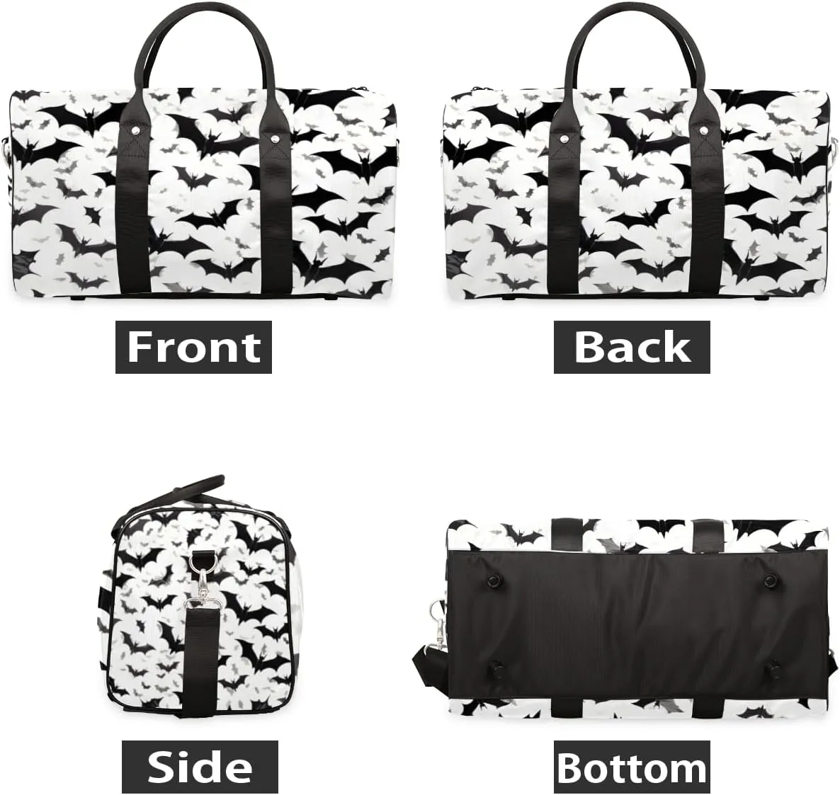 Halloween Theme Travel Duffle Bag for Women Men Gym Duffel Foldable Bag Waterproof Weekender Gothic Bat Duffle Tote