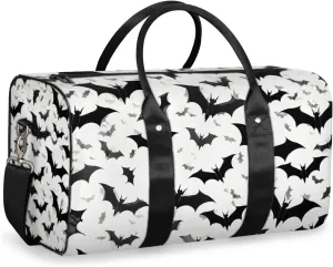 Halloween Theme Travel Duffle Bag for Women Men Gym Duffel Foldable Bag Waterproof Weekender Gothic Bat Duffle Tote
