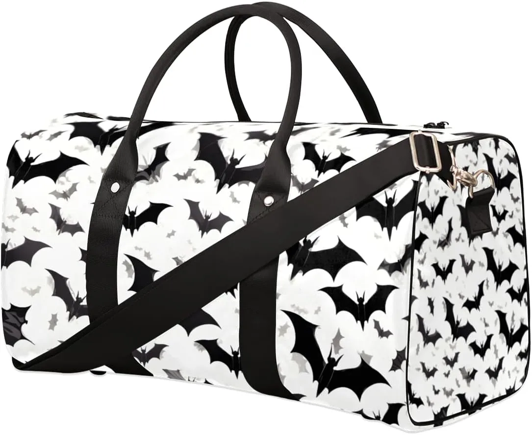 Halloween Theme Travel Duffle Bag for Women Men Gym Duffel Foldable Bag Waterproof Weekender Gothic Bat Duffle Tote