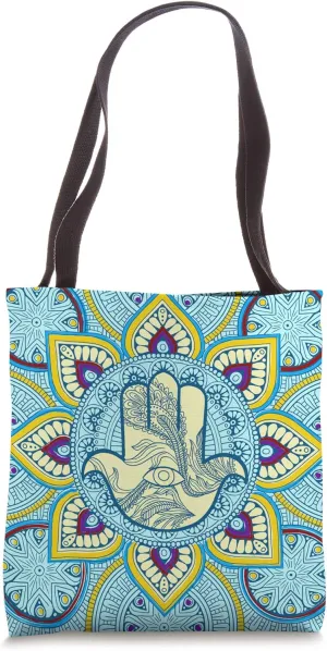 Hand Palm Eye Mandala Art Retro Khamsah Amulet Arabian Gift Tote Bag