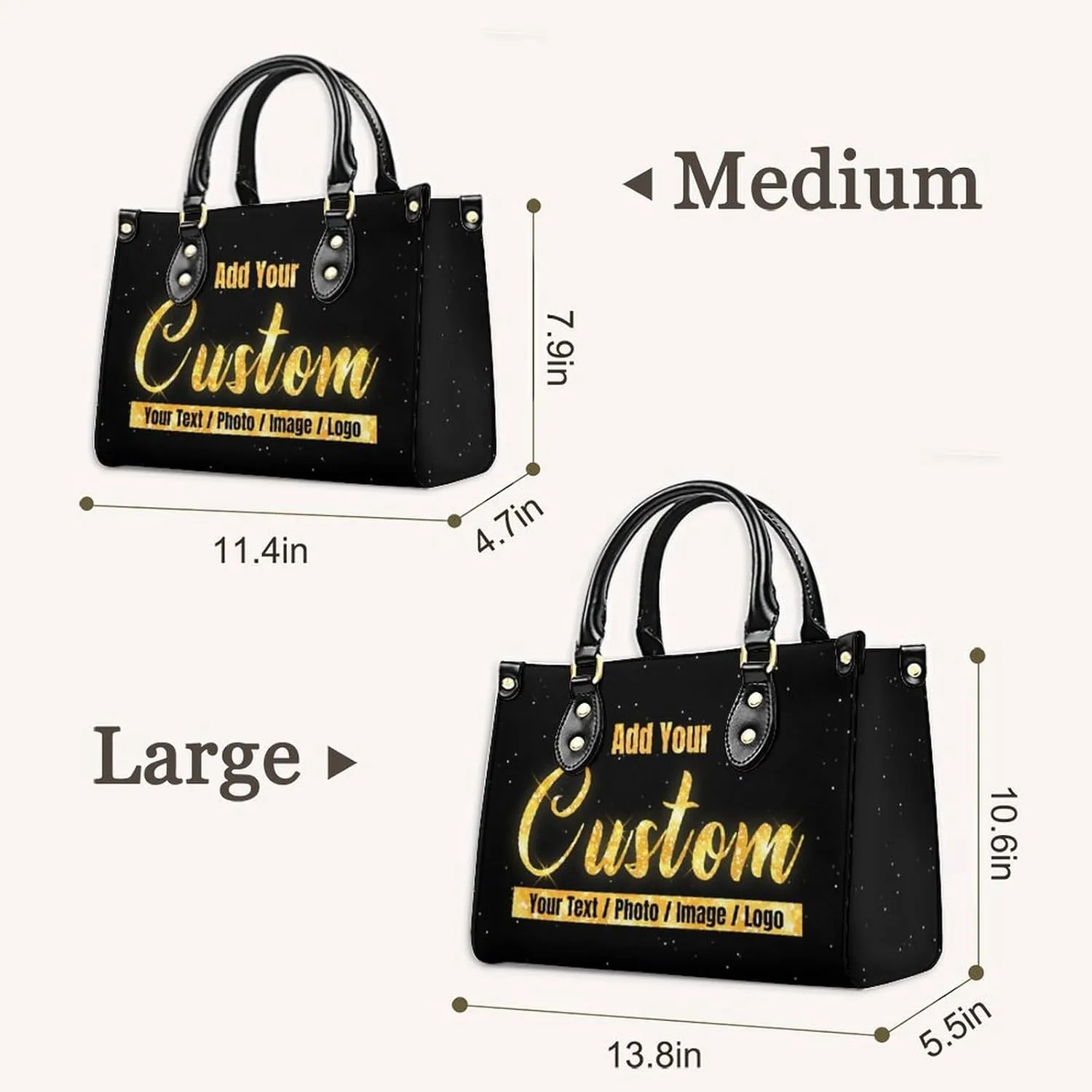 Handbags for Women - Personalized Leather Purse with Name Photo - Tote Bags for Mom Grandma - Custom Gifts Ideas for Her