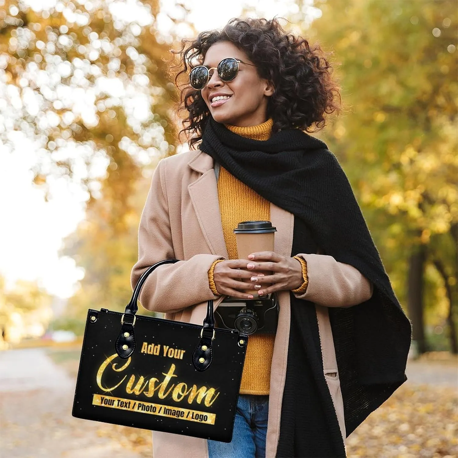 Handbags for Women - Personalized Leather Purse with Name Photo - Tote Bags for Mom Grandma - Custom Gifts Ideas for Her