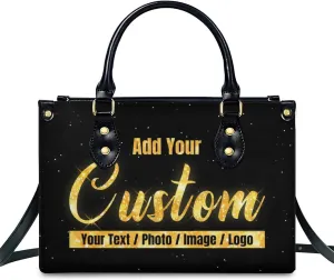 Handbags for Women - Personalized Leather Purse with Name Photo - Tote Bags for Mom Grandma - Custom Gifts Ideas for Her