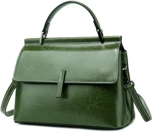 Handbags Stylish Green Leather Handbags for Women - Large Capacity Shoulder Bags for Work and Everyday Use