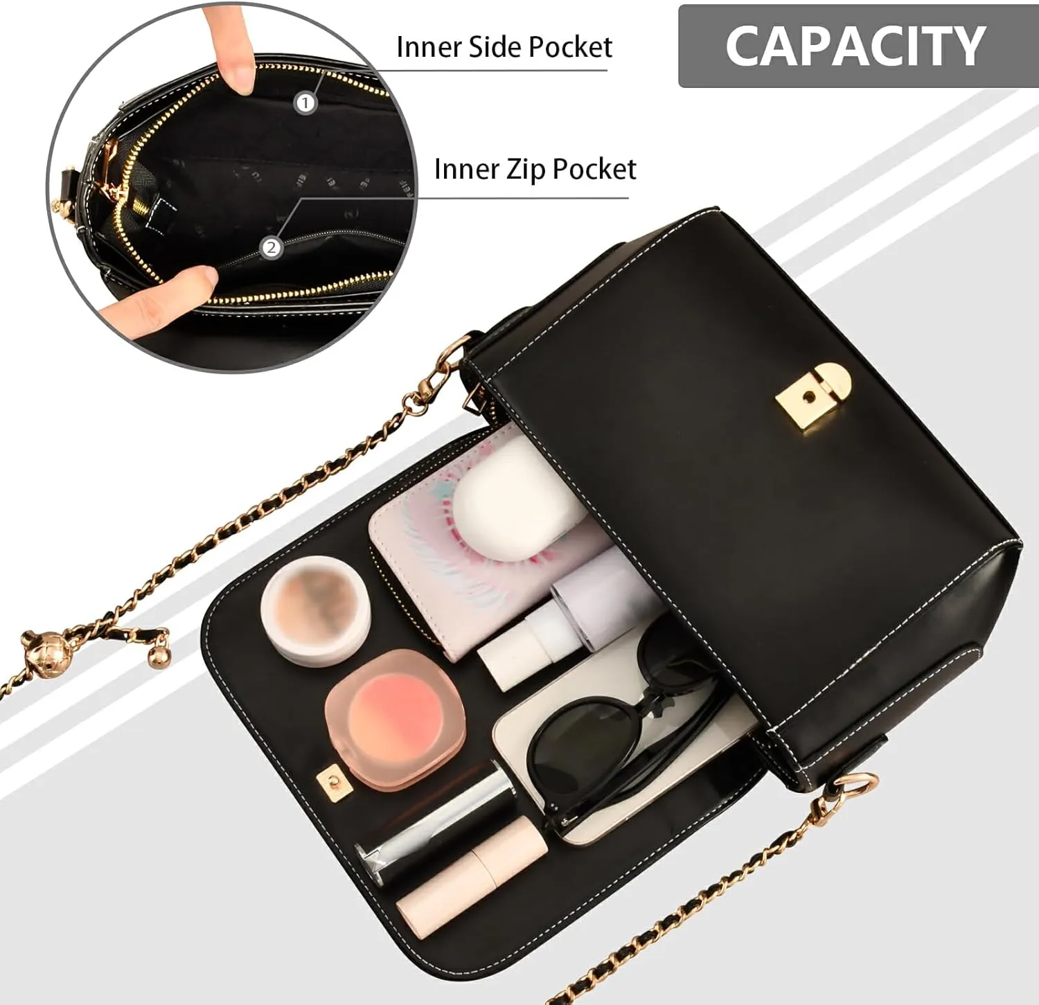 Handmade Christmas Art Zipper Leather Bag, Cross Body Leather Bags for Women
