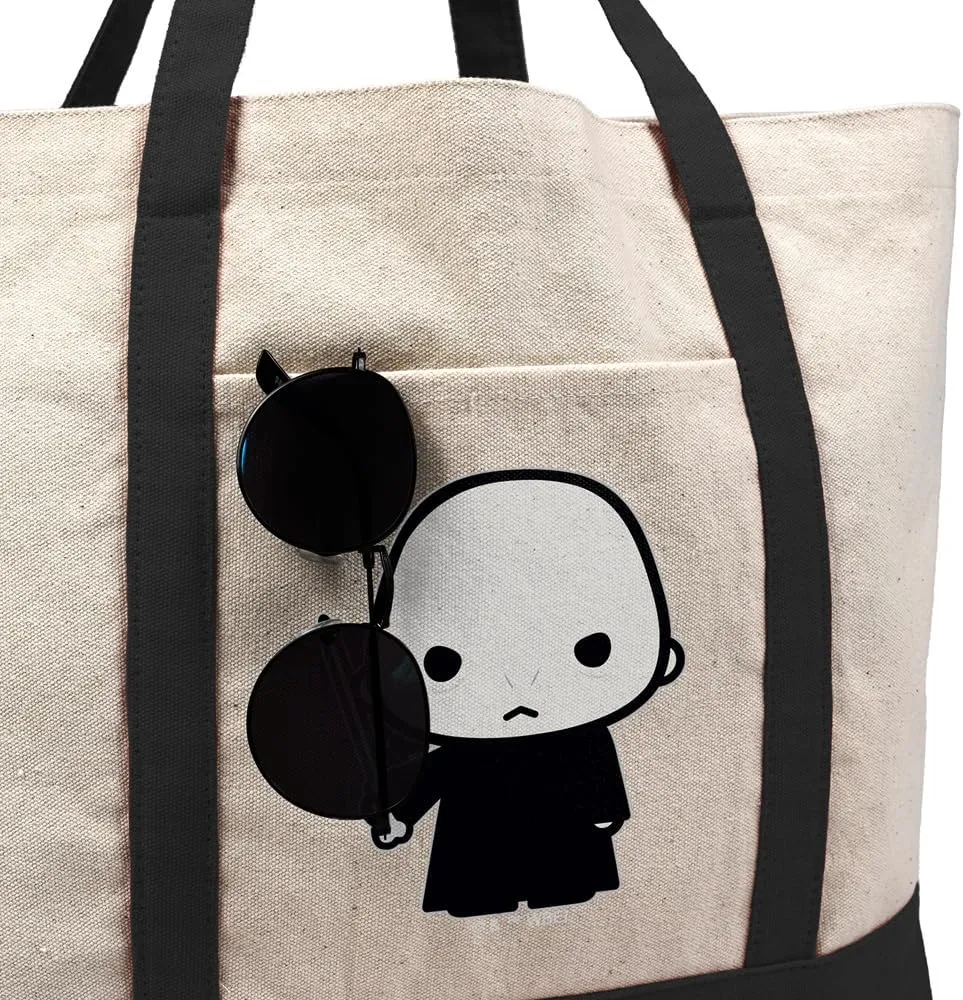 HarryPotter Cute Chibi Character Tote Bag With External Pocket, Reusable Shoulder Bag for Shopping, Beach, Royal Collection