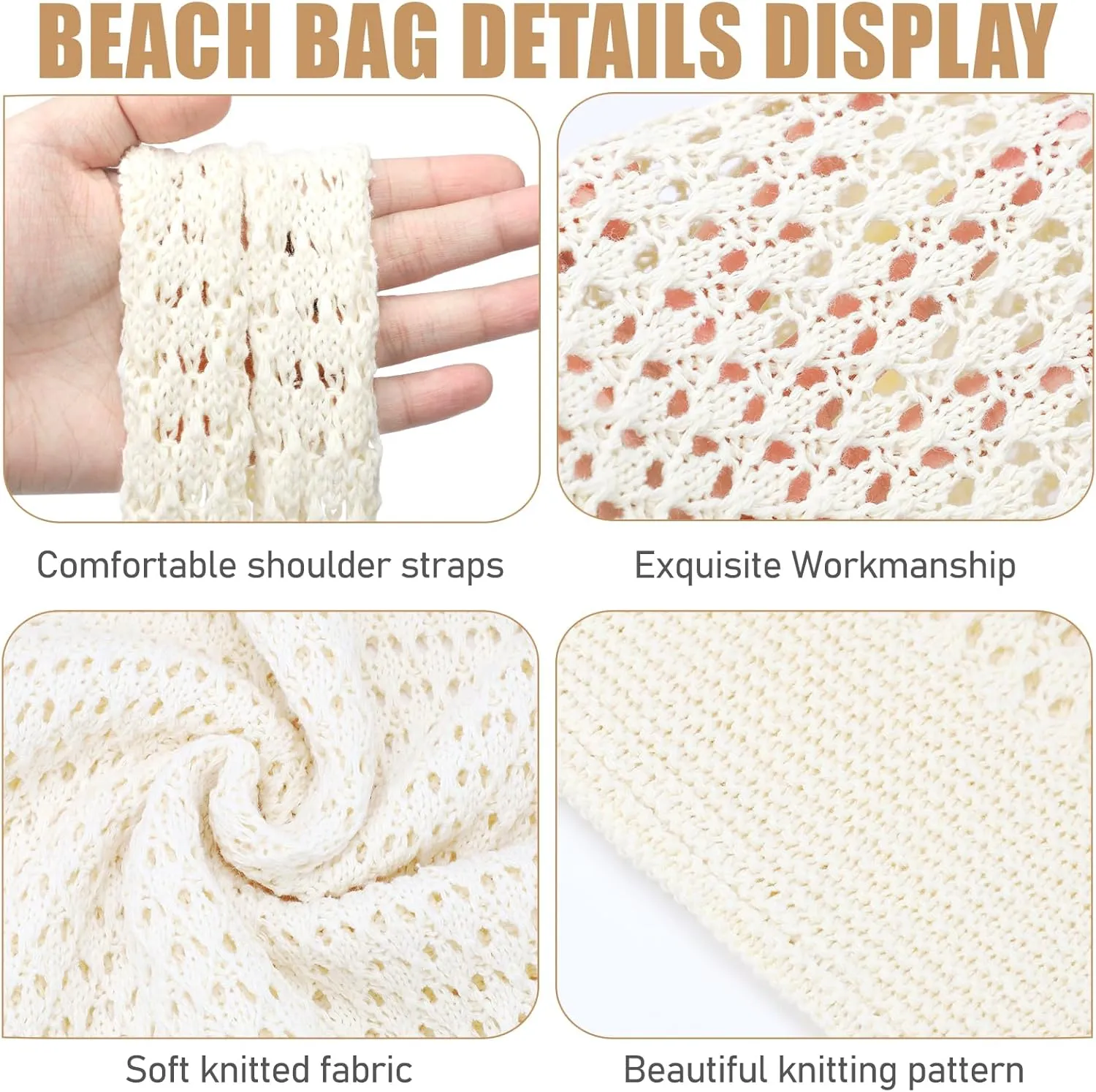 hatisan Crochet Bags for Women - Summer Beach Tote, Aesthetic Hippie Knit Bag