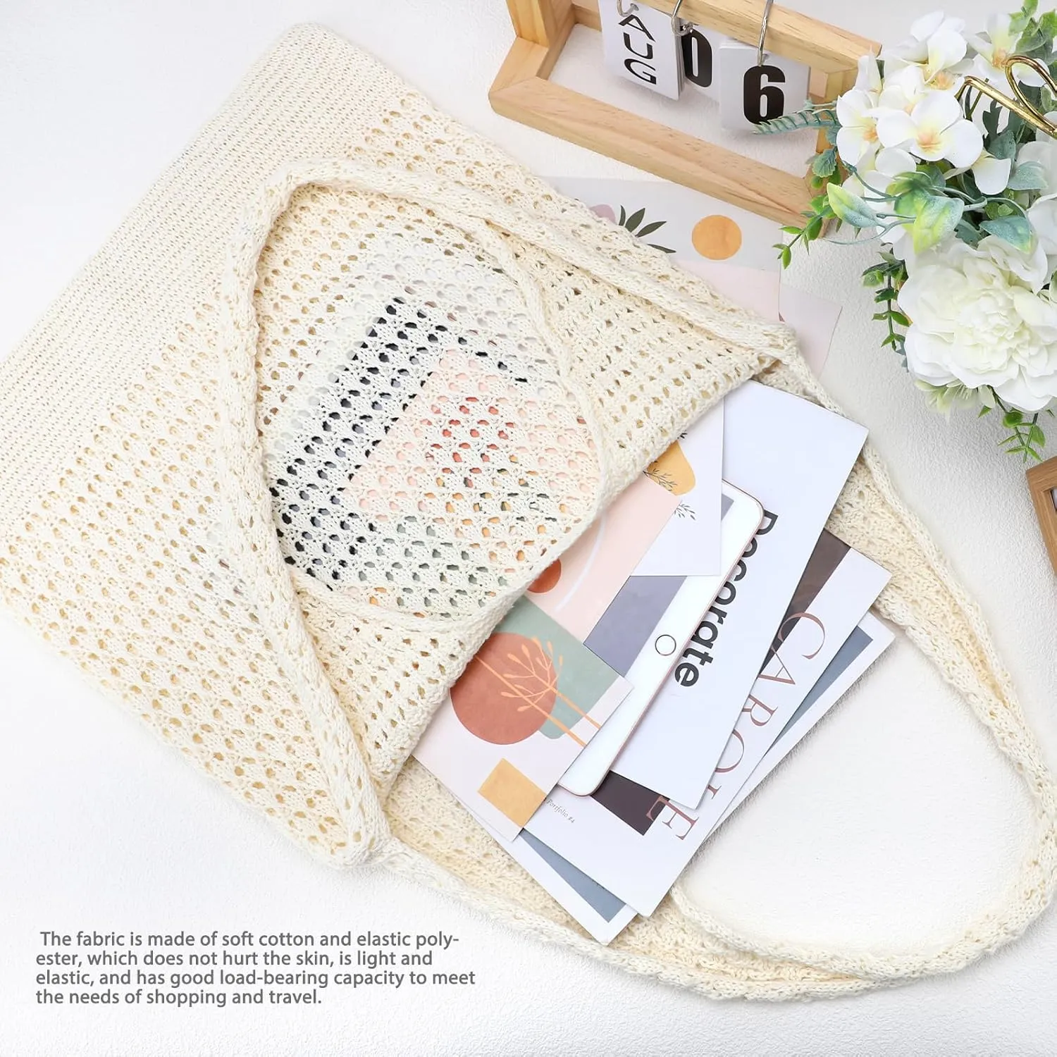 hatisan Crochet Bags for Women - Summer Beach Tote, Aesthetic Hippie Knit Bag