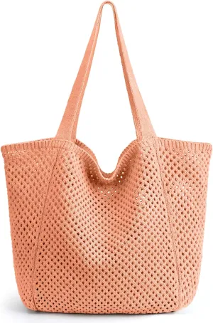hatisan Crochet Bags for Women - Summer Beach Tote, Aesthetic Hippie Knit Bag