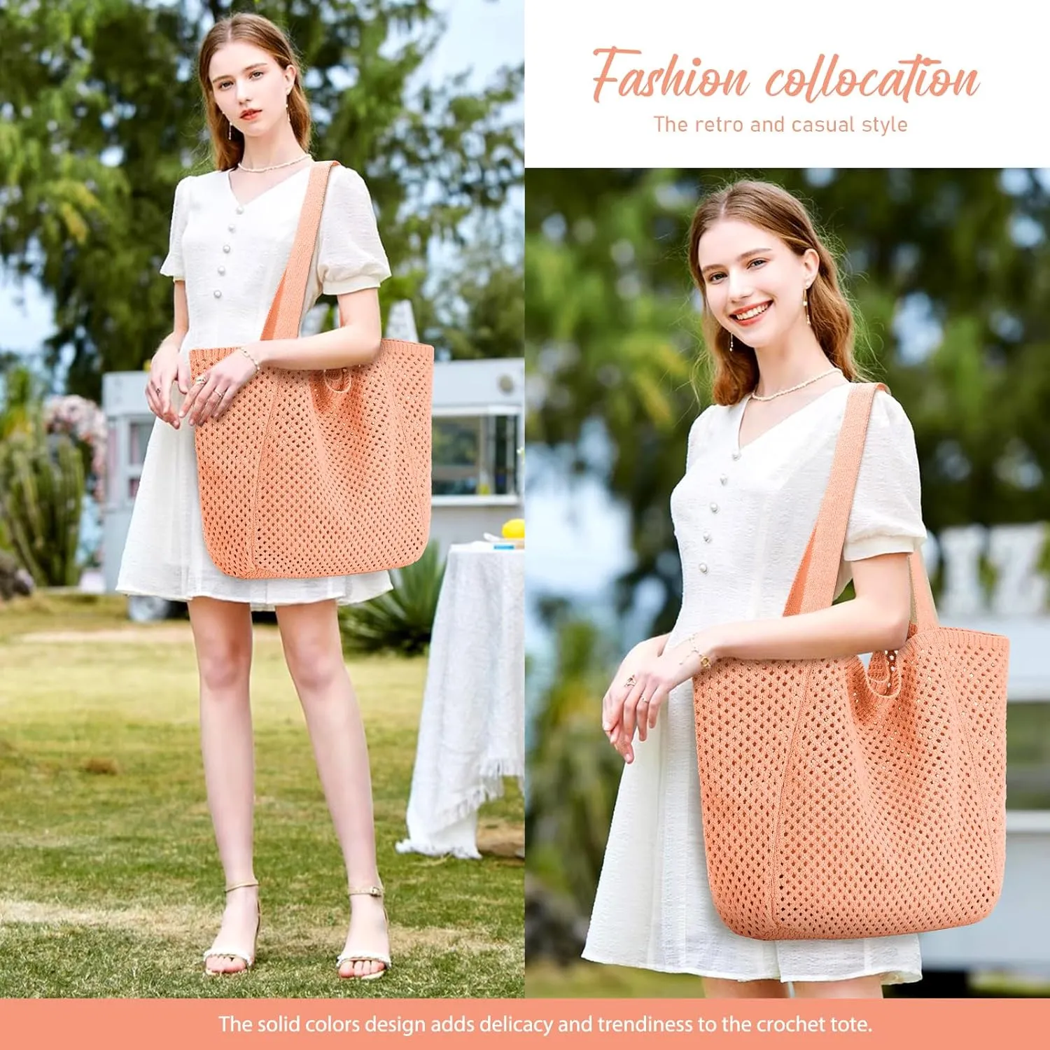 hatisan Crochet Bags for Women - Summer Beach Tote, Aesthetic Hippie Knit Bag