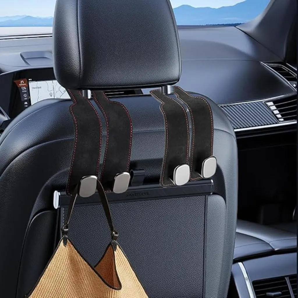 Headrest Hooks Car for Fiat Pulse 2021 2022 2023 2024, Back Seat Headrest Hooks Leather Storage Organizer Interior Car Accessorie,2pcs Black