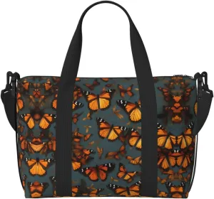 Heaps of Orange Monarch Butterflies print Womens travel bags, weekender carry on for women, sports Gym Bag, Overnight Carry on Bag