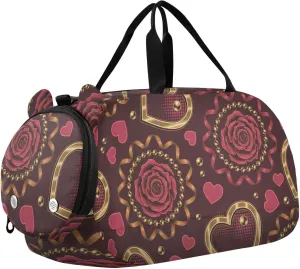Hearts Rose Flowers Duffel Bags for Boys Small Gym Bags for Teens Dance Bag for Girls
