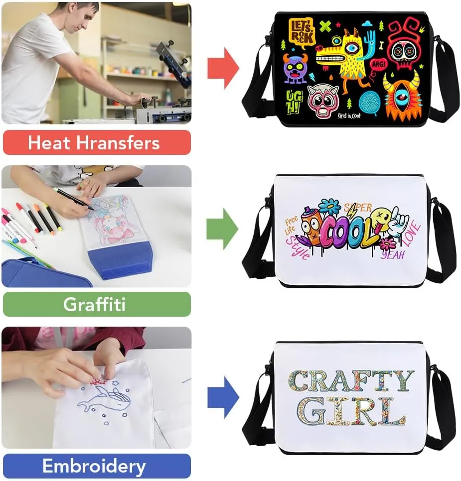 Heat Transfer Ready Blank Crossbody Bag DIY Customizable Messenger Bag Purse Women Men Student School Sublimation Craft