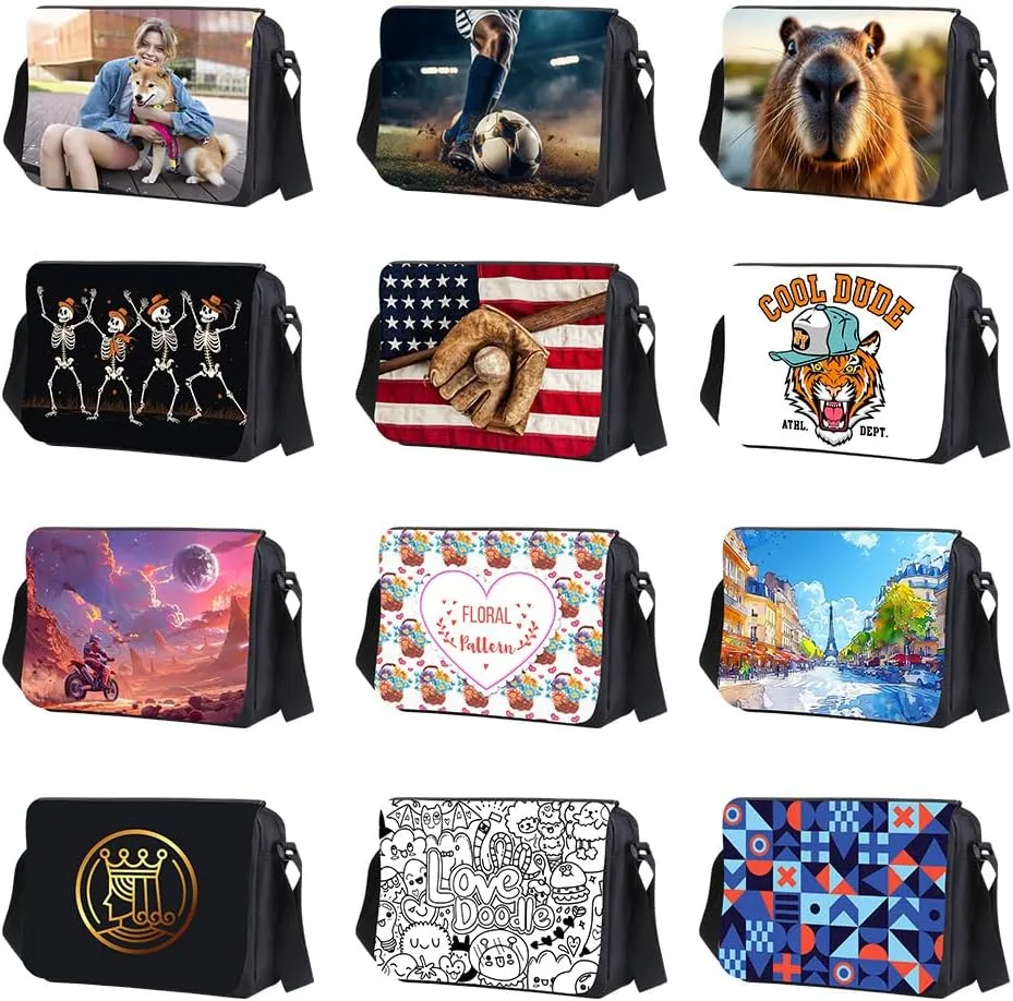 Heat Transfer Ready Blank Crossbody Bag DIY Customizable Messenger Bag Purse Women Men Student School Sublimation Craft
