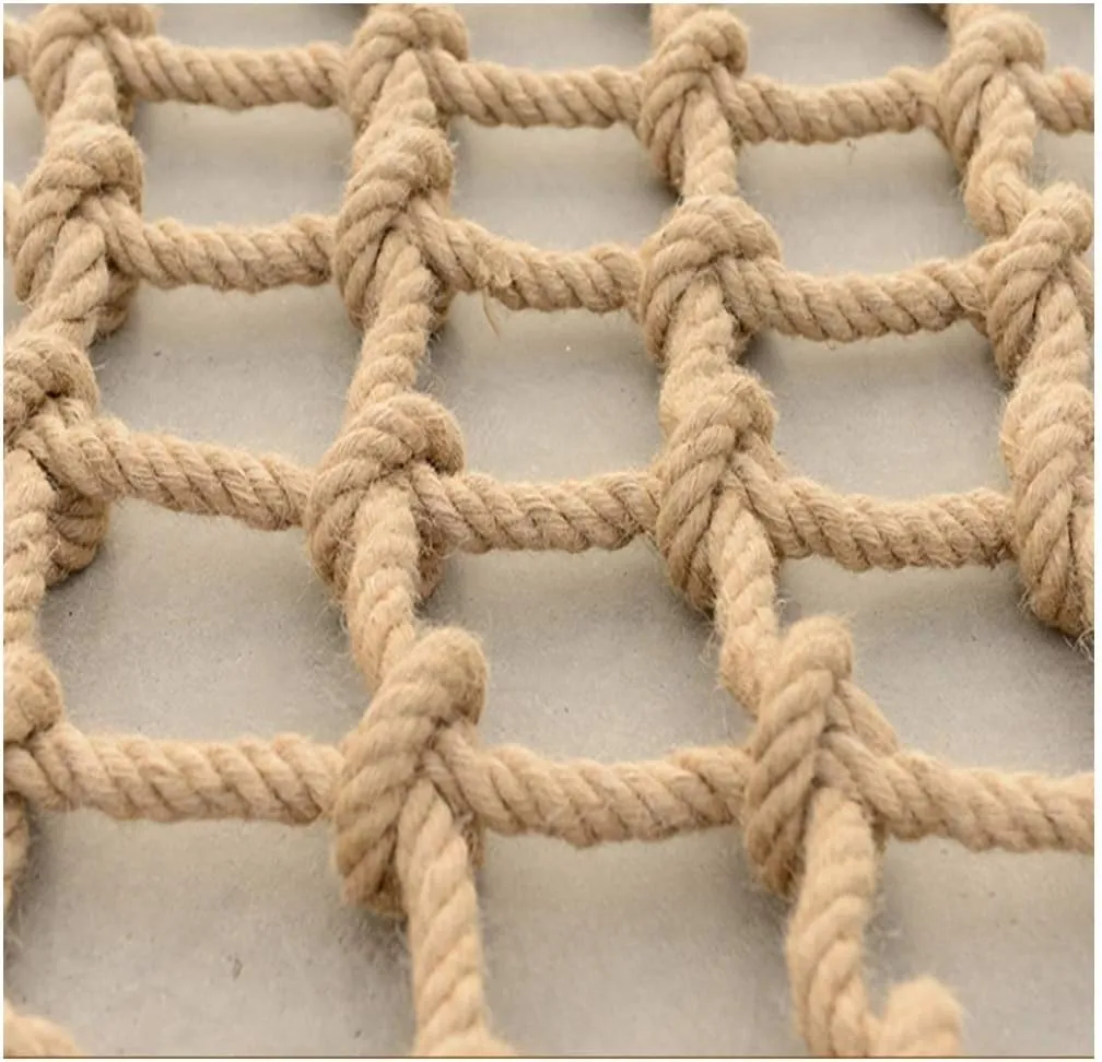 Heavy Duty Hemp Rope Climbing Net for Indoor and Outdoor Use Giant Mesh Cargo Net for Garden Decor Durable Jute Netting for Climbing Activities