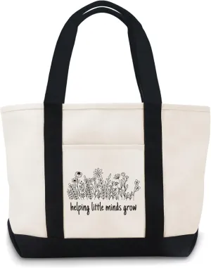 Helping Little Minds Grow Canvas Tote Bag Tote Bag Canvas Lightweight Reusable Grocery Shopping Cloth Bags