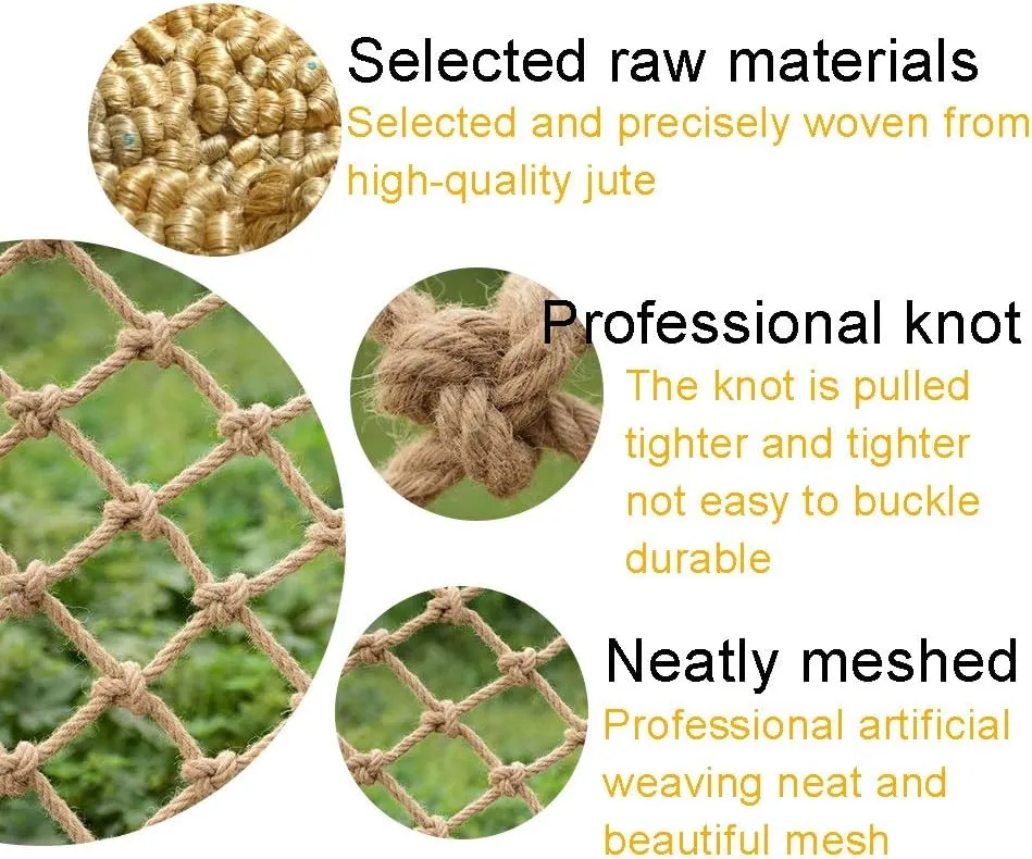 Hemp Rope Net Cargo Net Heavy Duty Climbing Net Kids Stair Protective Net Balcony Decor Netbirds Rope Net Outdoor Playground Fence Garden Netting Automotive Cargo Nets