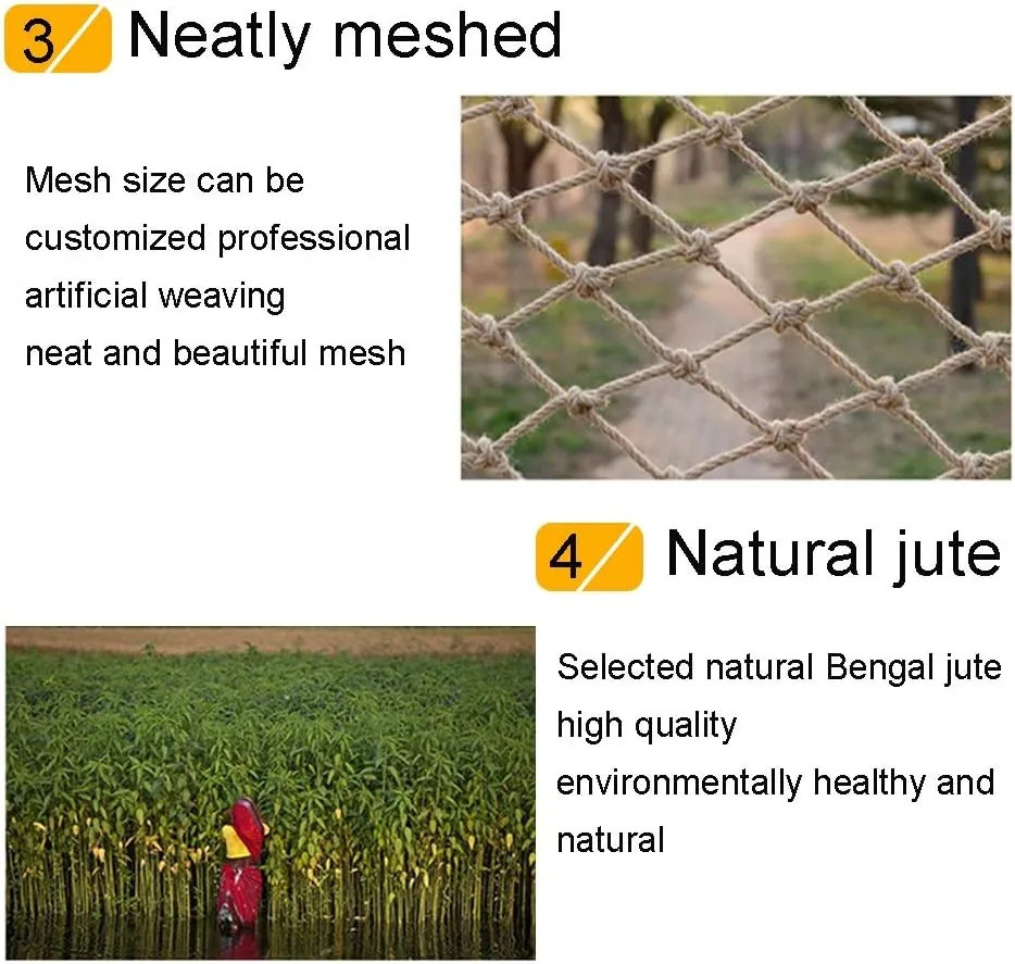 Hemp Rope Net Cargo Net Heavy Duty Climbing Net Kids Stair Protective Net Balcony Decor Netbirds Rope Net Outdoor Playground Fence Garden Netting Automotive Cargo Nets