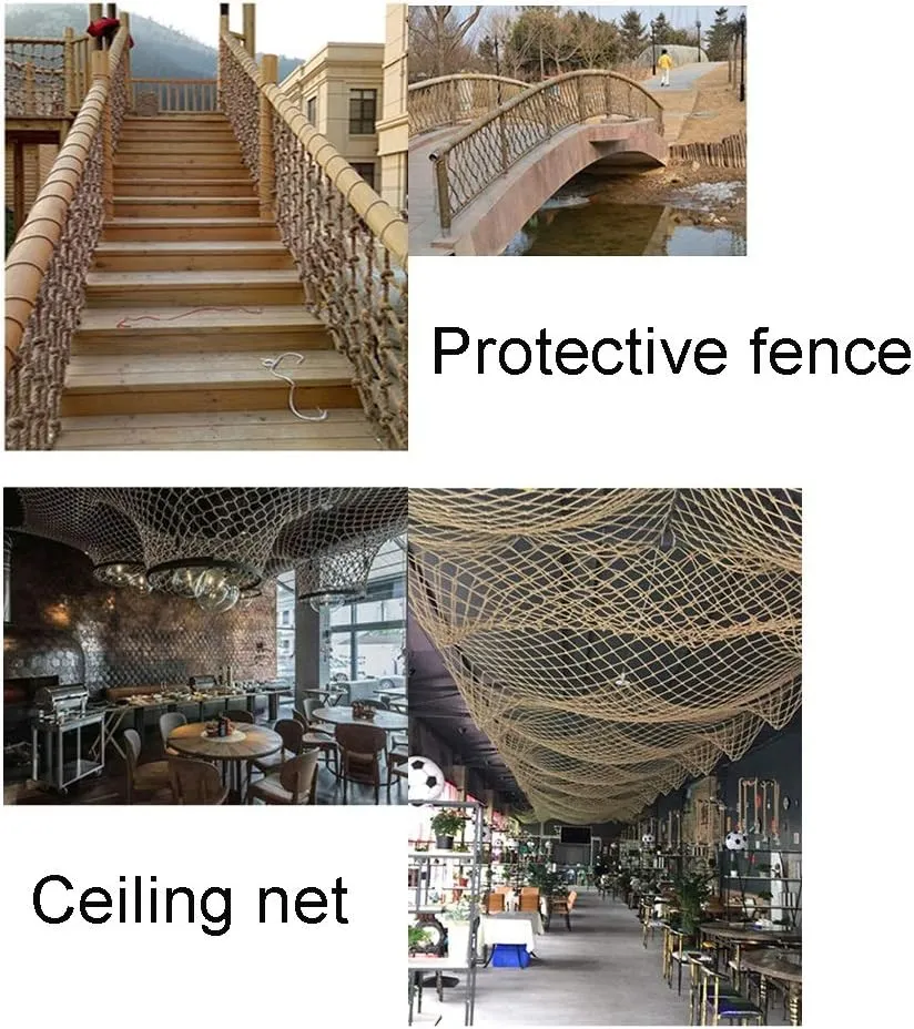 Hemp Rope Net Cargo Net Heavy Duty Climbing Net Kids Stair Protective Net Balcony Decor Netbirds Rope Net Outdoor Playground Fence Garden Netting Automotive Cargo Nets