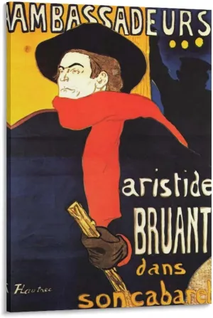 Henri De Toulouse-Lautrec - Ambassadeurs Aristide Bruant Poster Decorative Painting Canvas Wall Art Living Room Posters Bedroom Painting 12x18inch(30x45cm)