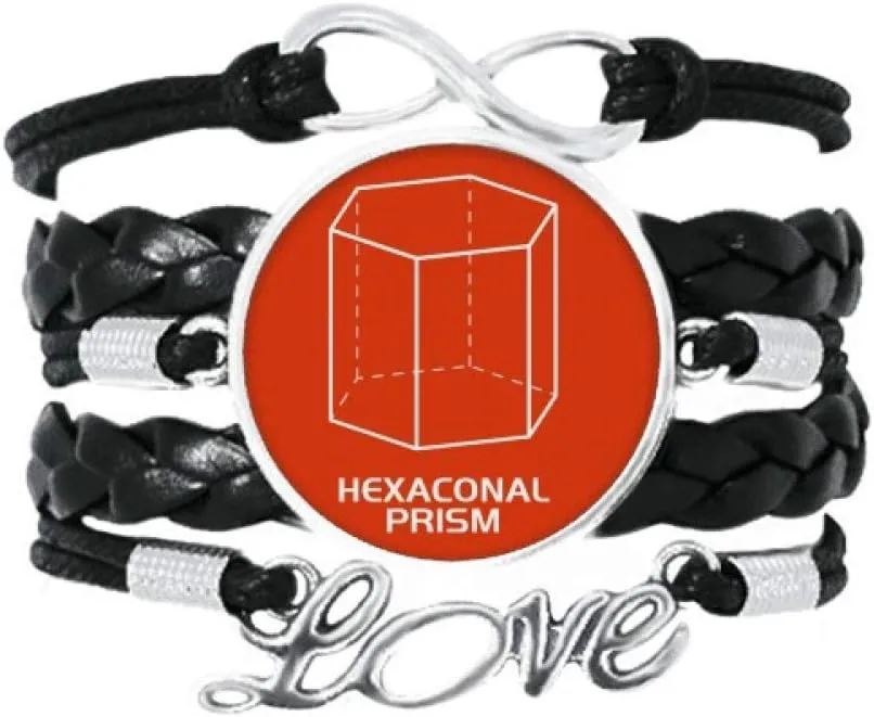 Hexagonal Prism Mathematical Geometric Space Bracelet Love Accessory Twisted Leather Knitting Rope Wristband Gift