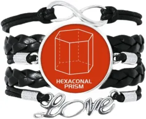 Hexagonal Prism Mathematical Geometric Space Bracelet Love Accessory Twisted Leather Knitting Rope Wristband Gift