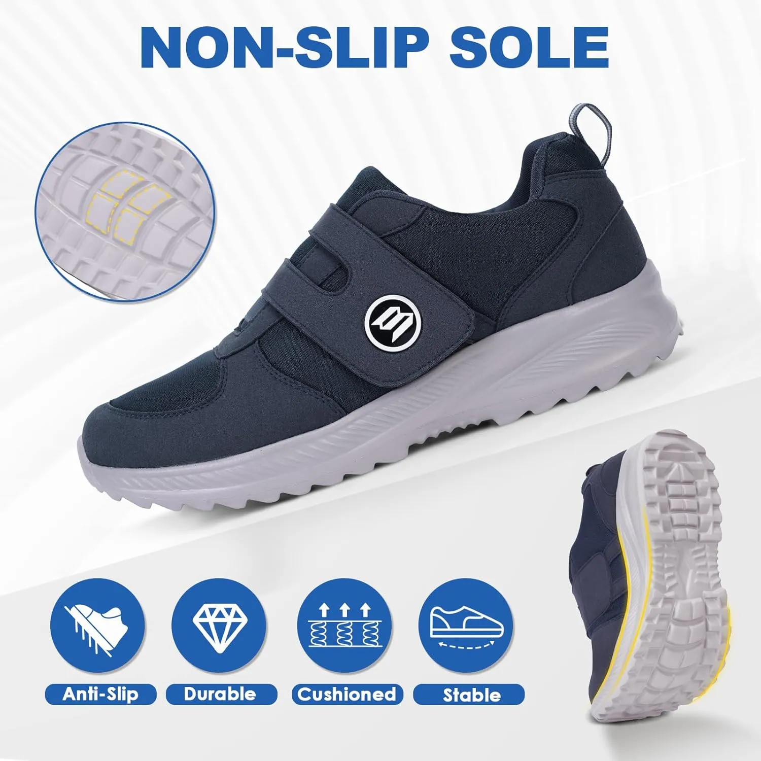HiGropcore Diabetic Shoes for Women Men Wide Width Adjustable Walking Shoes Arch Support Orthopedic Edema Diabetic Shoes for Swollen Feet Neuropathy Fasciitis