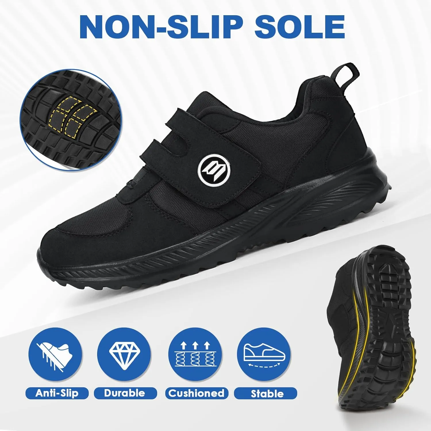 HiGropcore Diabetic Shoes for Women Men Wide Width Adjustable Walking Shoes Arch Support Orthopedic Edema Diabetic Shoes for Swollen Feet Neuropathy Fasciitis