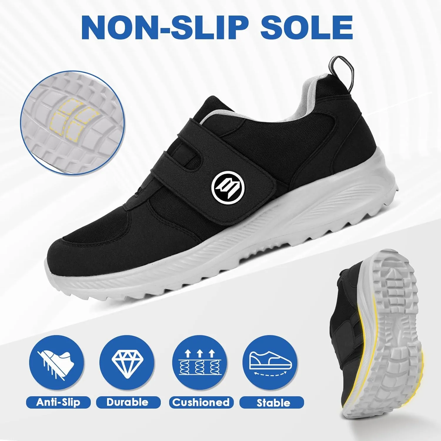 HiGropcore Diabetic Shoes for Women Men Wide Width Adjustable Walking Shoes Arch Support Orthopedic Edema Diabetic Shoes for Swollen Feet Neuropathy Fasciitis