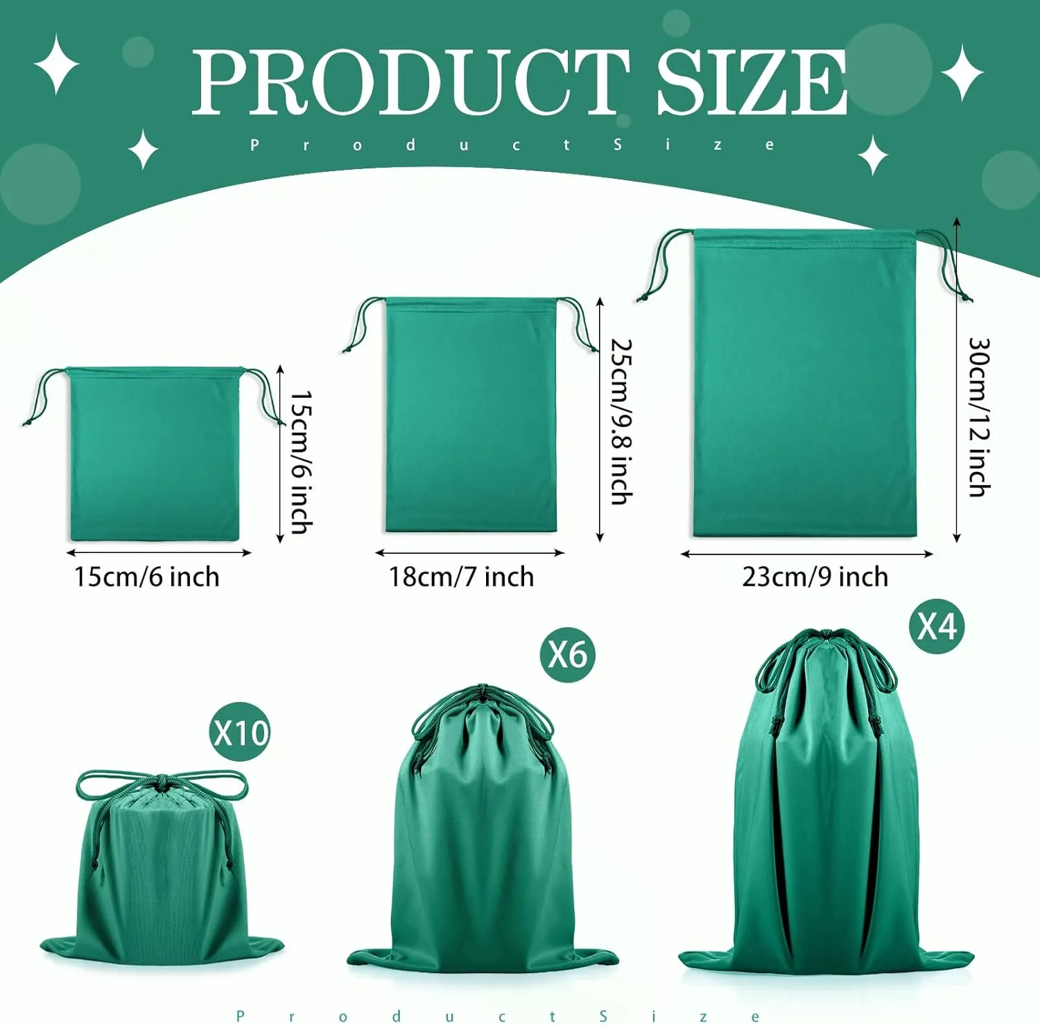 Hillban 20 Pcs Adult Toy Bags Drawstring Microfiber Pouch Adult Game Toy Gift Bags Cosmetic Storage Organizer Multi Purpose Foldable Ditty Pouch for Women Men, 3 Sizes(Green)