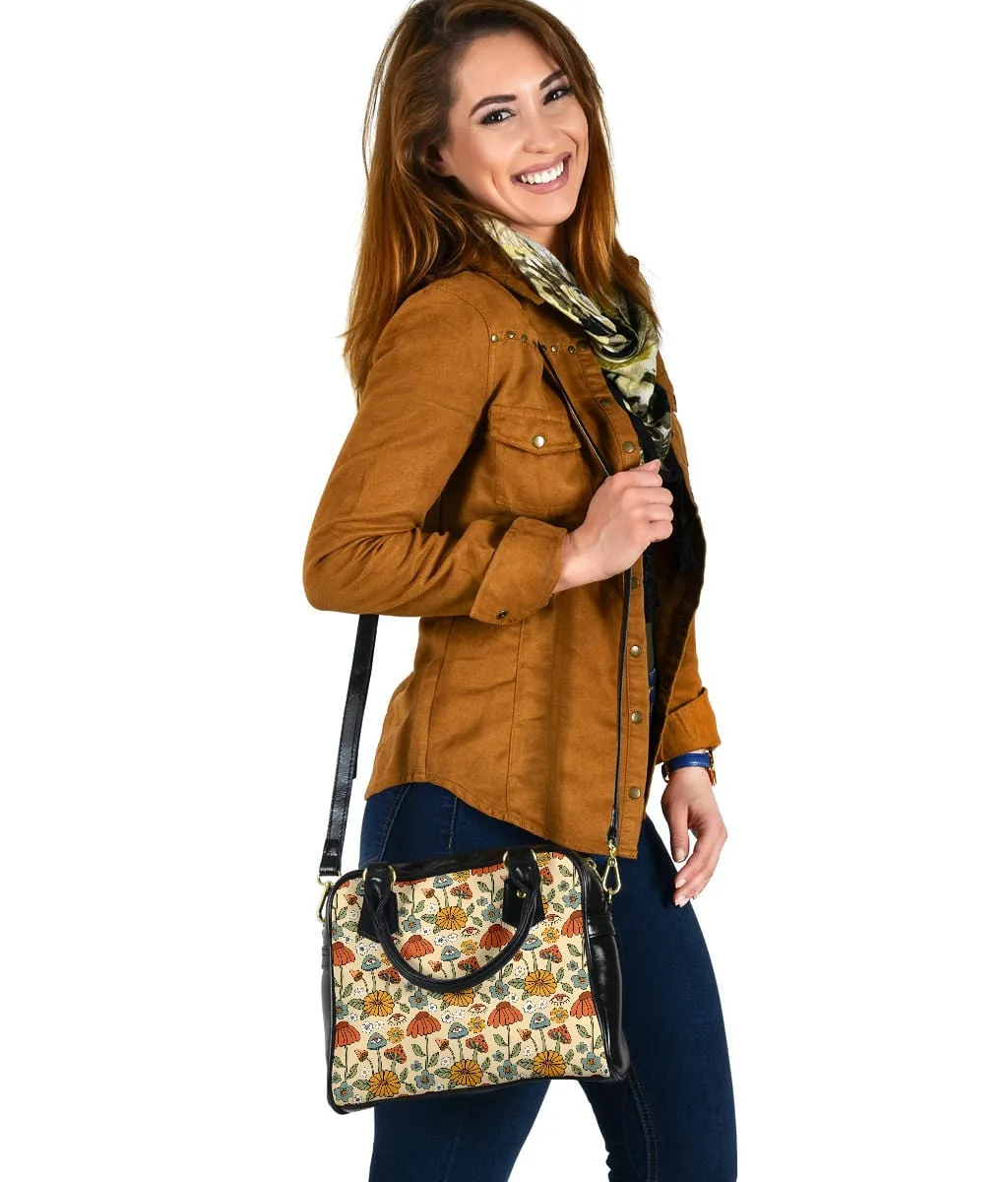 Hippie Mushroom Love | Leather Shoulder Bag
