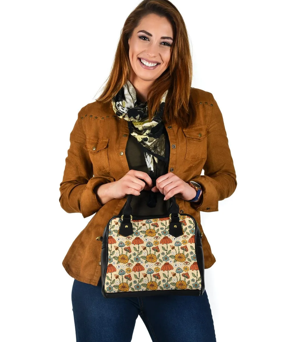 Hippie Mushroom Love | Leather Shoulder Bag