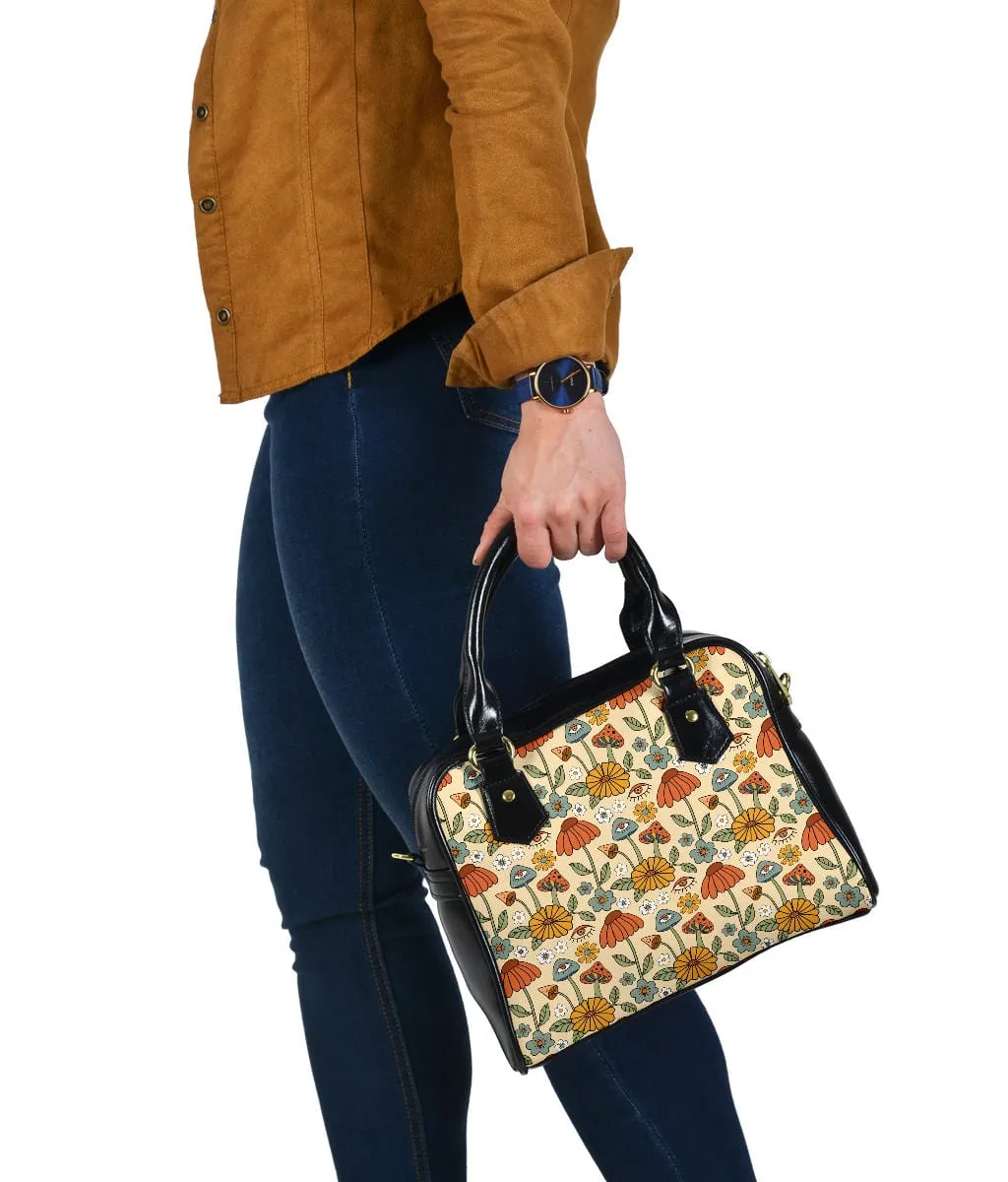 Hippie Mushroom Love | Leather Shoulder Bag