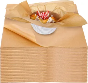 Home 12 x 12 Grease Proof Deli Wrappers (500 Pack) - Pre Cut Natural Wax Paper Sheets - Recyclable Food Basket Liners -Kraft Deli Squares For Sandwiches, Lining Wire Food Baskets, Food Tray
