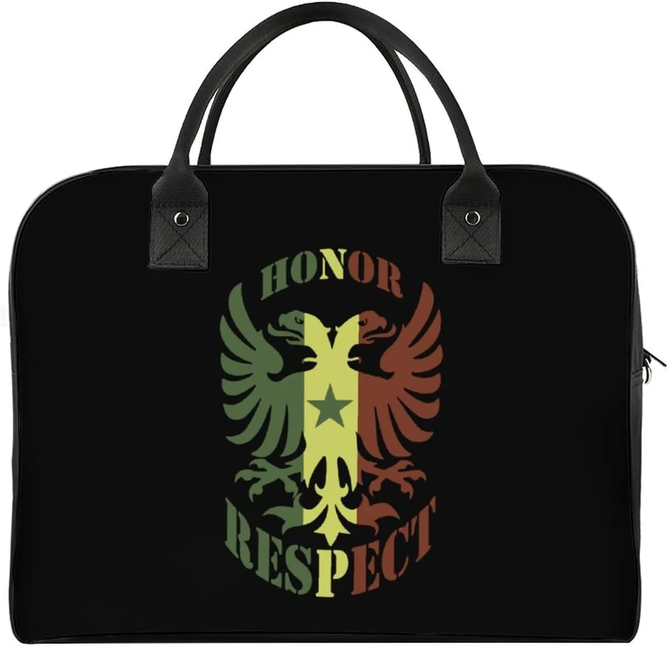 Honor and Respect Senegal Flag Duffle Bag for Travel Crossbody Sports Tote Gym Bag Shoulder Weekender Overnight Bag