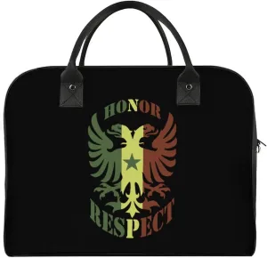 Honor and Respect Senegal Flag Duffle Bag for Travel Crossbody Sports Tote Gym Bag Shoulder Weekender Overnight Bag