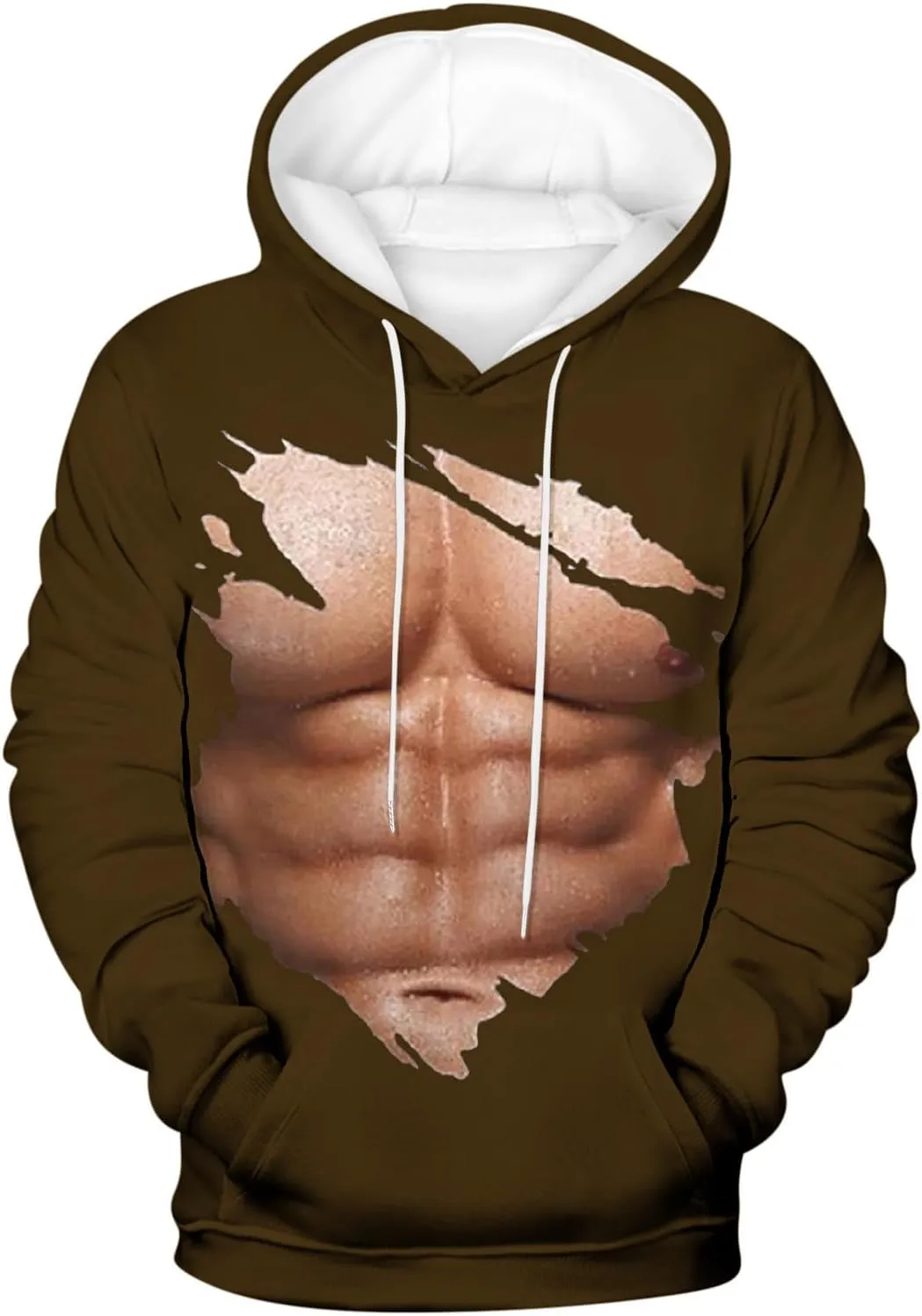 Hoodies for Men Pullover Mens Workout Muscle Print Hooded Sweatshirts Causal Loose Drawstring Long Sleeve Shirts