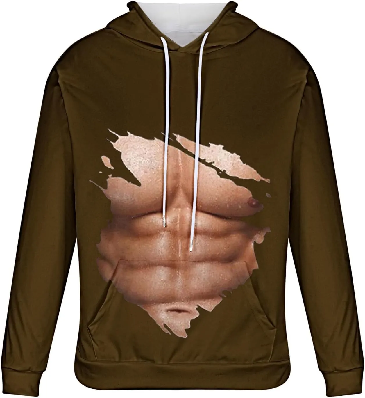 Hoodies for Men Pullover Mens Workout Muscle Print Hooded Sweatshirts Causal Loose Drawstring Long Sleeve Shirts