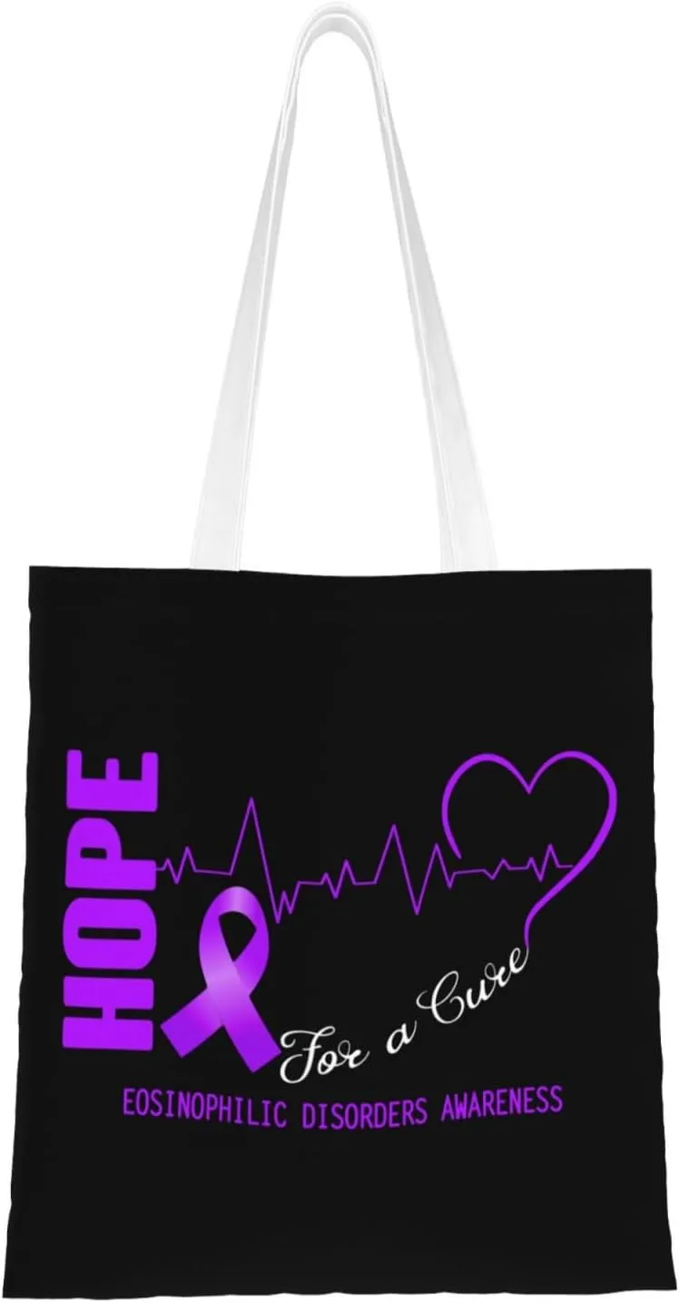 Hope For A Cure Eosinophilic Disorders Awareness Tote Bag for Women Canvas Tote Bags Reusable Shopping Bags Use For Shopping The Tote Bag,Grocery Bags,DIY Gift Bags