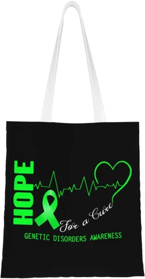 Hope For A Cure Genetic Disorders Awareness Tote Bag for Women Canvas Tote Bags Reusable Shopping Bags Use For Shopping The Tote Bag,Grocery Bags,DIY Gift Bags
