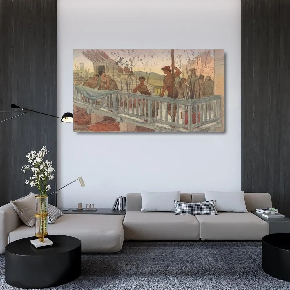 Horatio Walter Lonsdale 48x26 Huge Gallery Wrapped Canvas Museum Art Print Titled: Evening (1878)