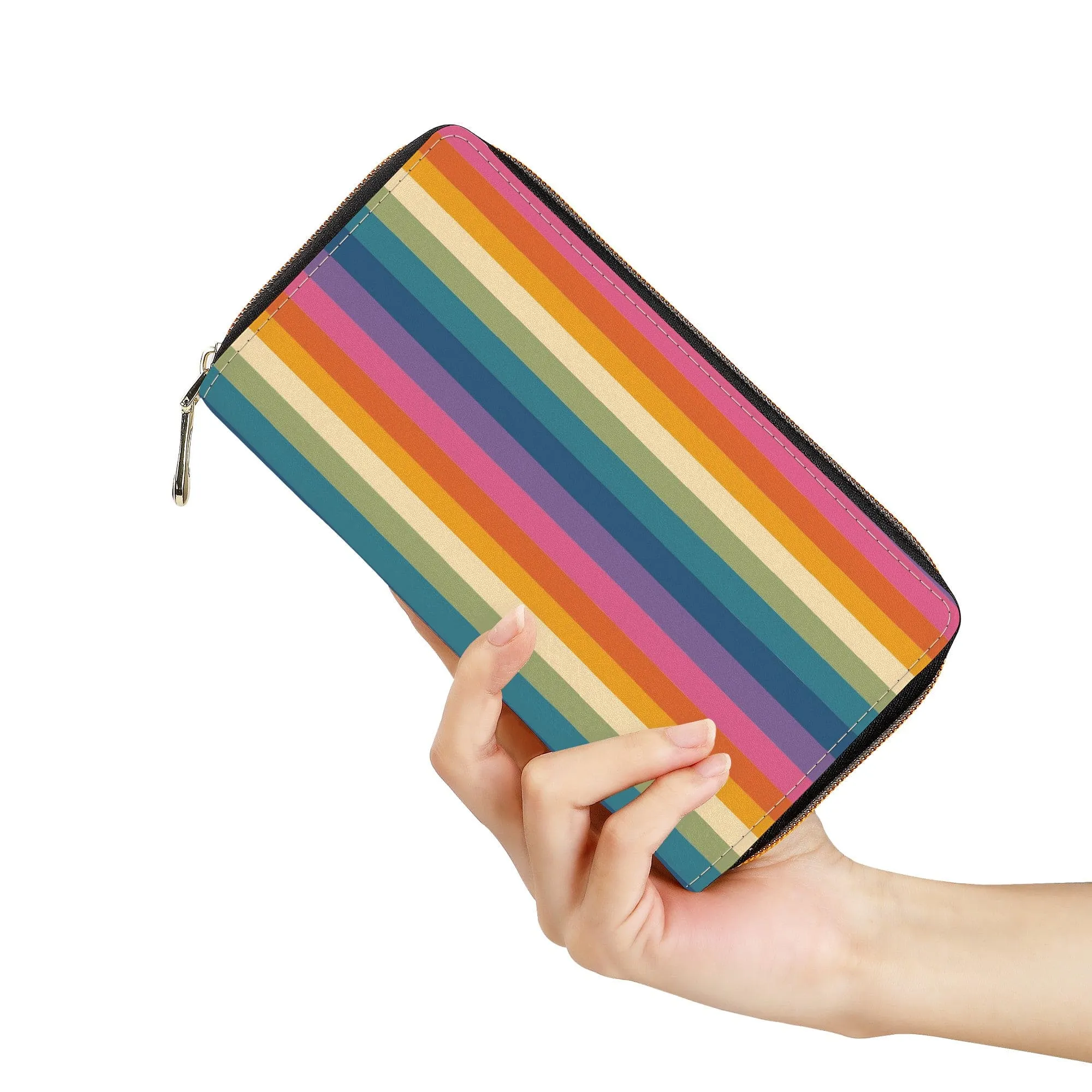 Horizontal Rainbow Zip-Around Wallet