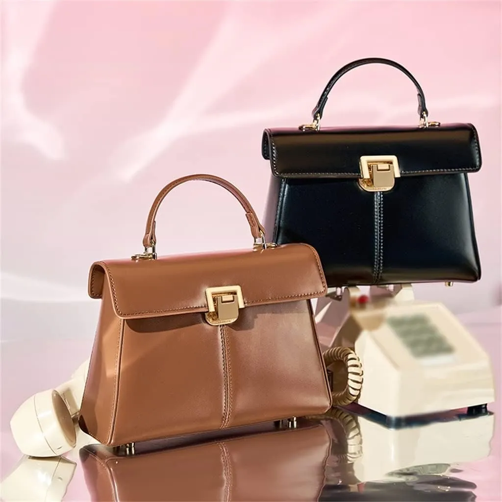 Horseshoe Buckle Work Commuting Leather Bag Texture Tote Sigle Shoulder Crossbody Bag Bag(D)