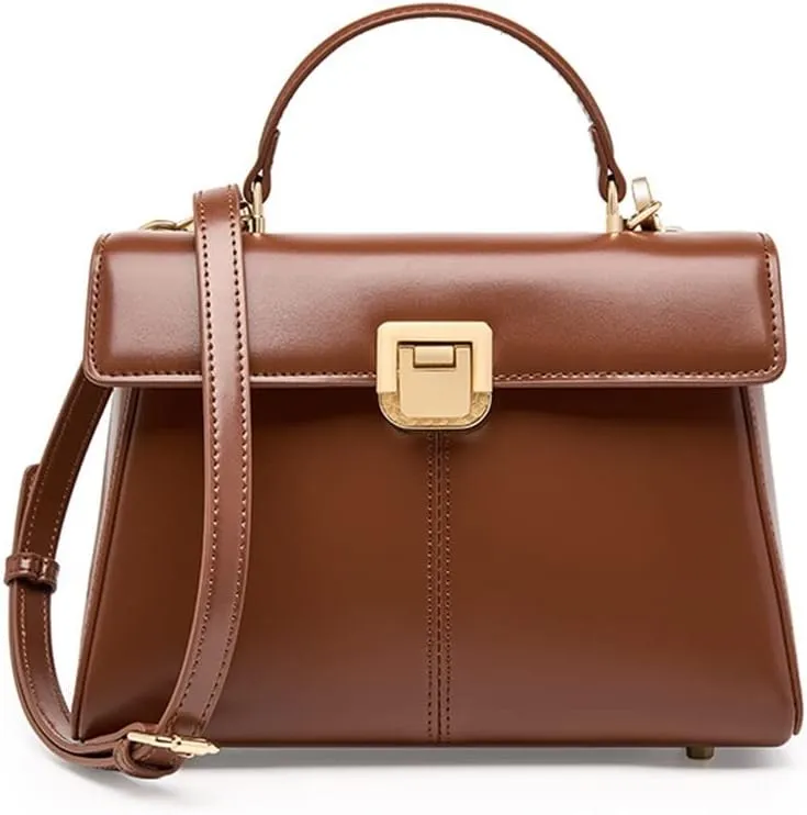 Horseshoe Buckle Work Commuting Leather Bag Texture Tote Sigle Shoulder Crossbody Bag Bag(D)