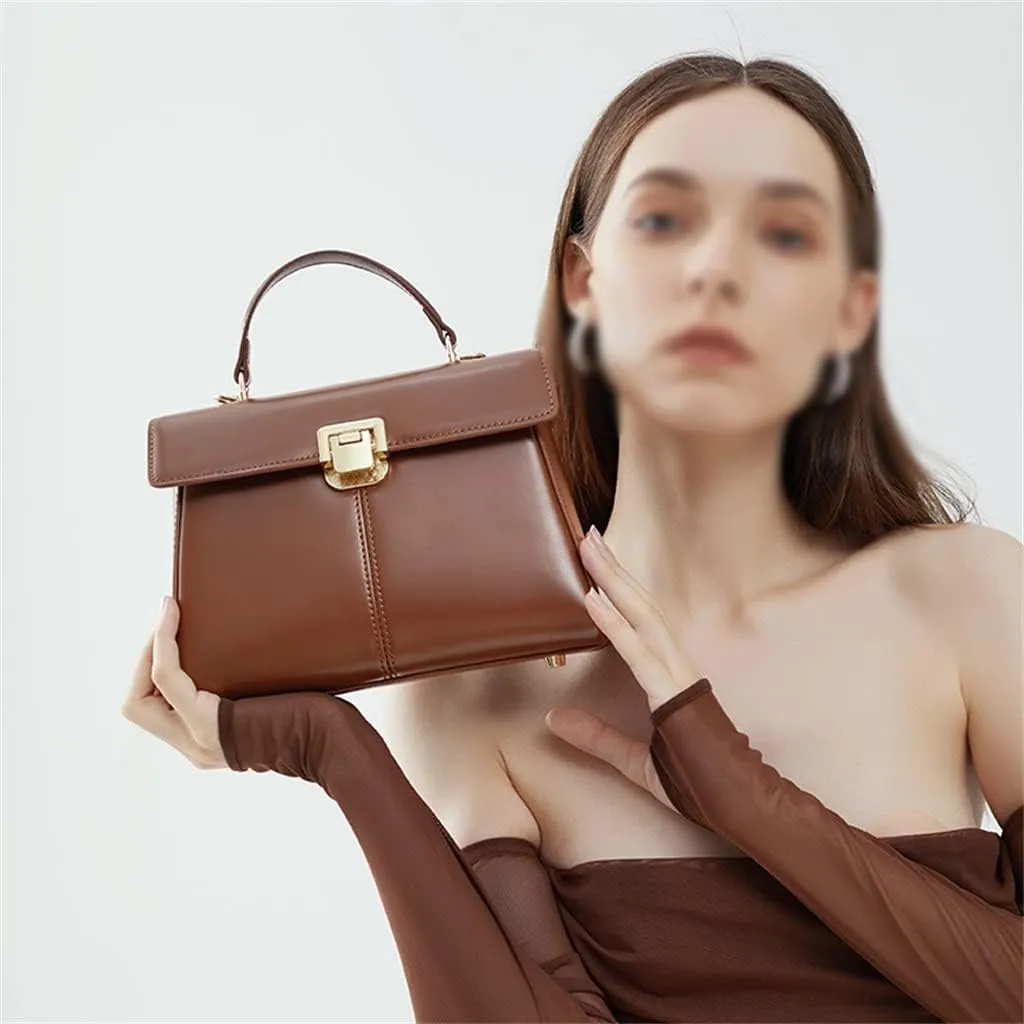 Horseshoe Buckle Work Commuting Leather Bag Texture Tote Sigle Shoulder Crossbody Bag Bag(D)