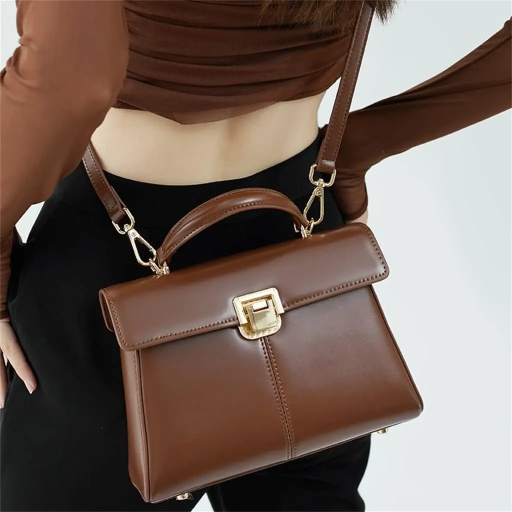 Horseshoe Buckle Work Commuting Leather Bag Texture Tote Sigle Shoulder Crossbody Bag Bag(D)